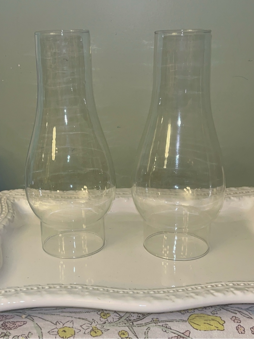 Clear Glass Vintage Hurricane/Chimney Lamp Shades Set of 2